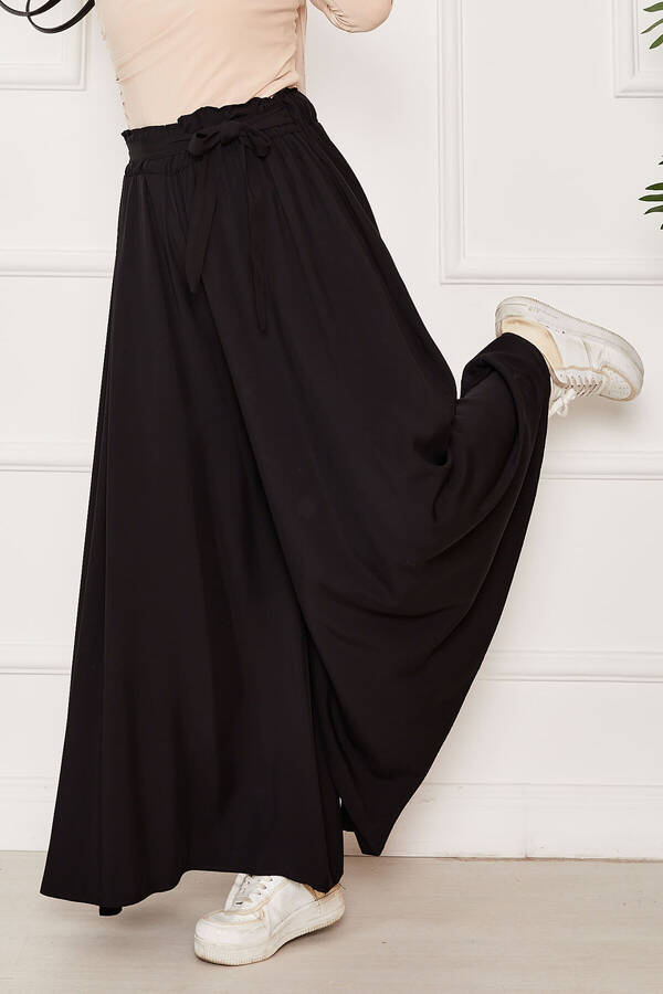 Kuşaklı Etek Pantolon Siyah - 5