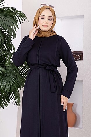 Kuşaklı  Oyşo Elbise Lacivert - 2