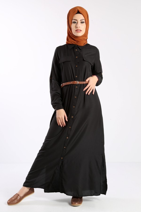 Giy Çık Boydan Gömlek Elbise 1628-01