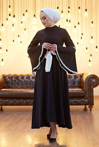 Lady Tesettür Elbise 540KPS-8041 Siyah - Thumbnail