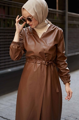 Leather Trench coat 10101-2 Tan - Thumbnail