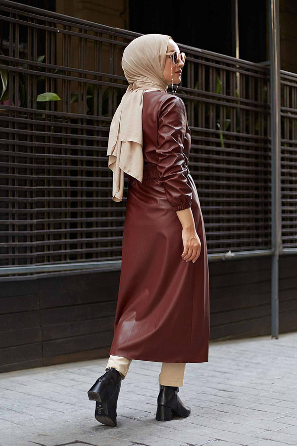 Leather Trench coat 10101-3 Burgundy 