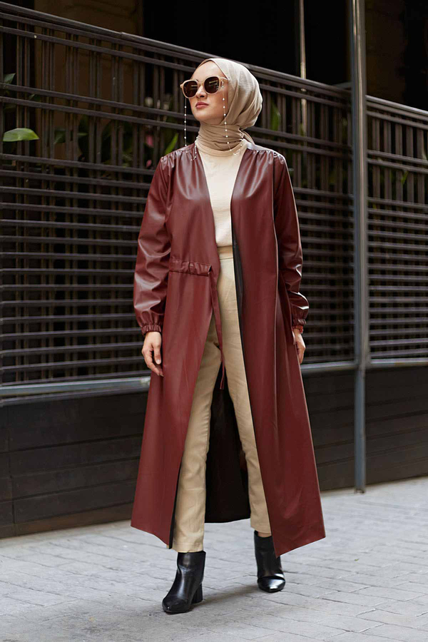 Leather Trench coat 10101-3 Burgundy 