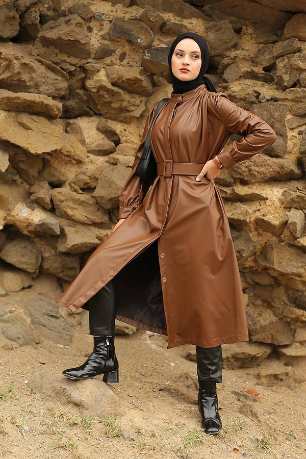 Leather Trench coat 10085-2 Tan