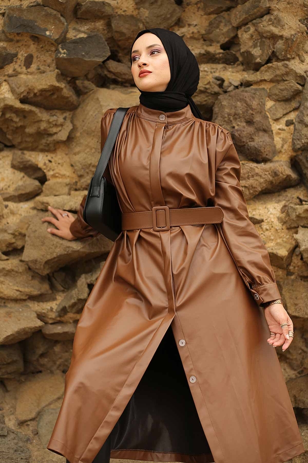 Leather Trench coat 10085-2 Tan