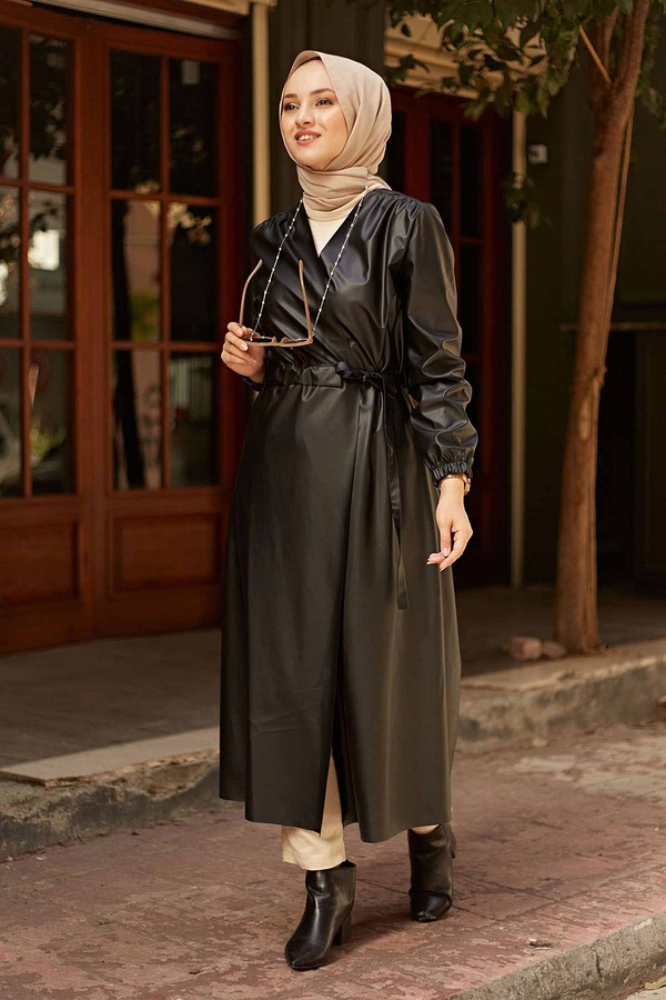 Leather Trench coat 10101-1 Black