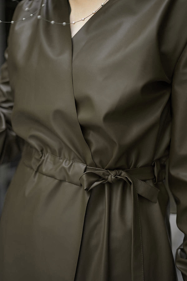 Leather Trench coat 10101-4 Khaki 