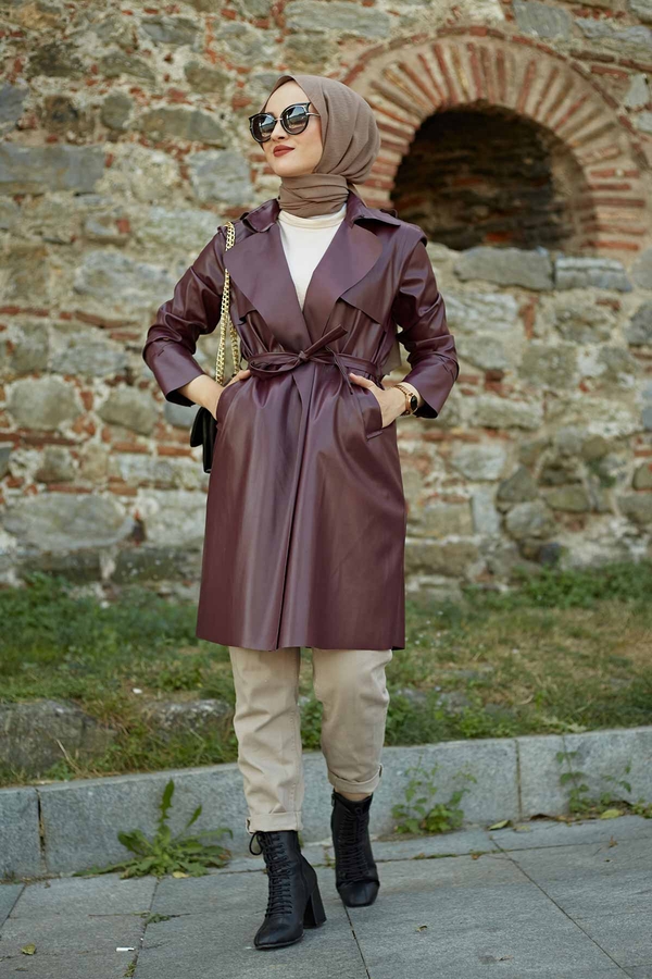 Leather Trenchcoat 7721-2 Burgundy