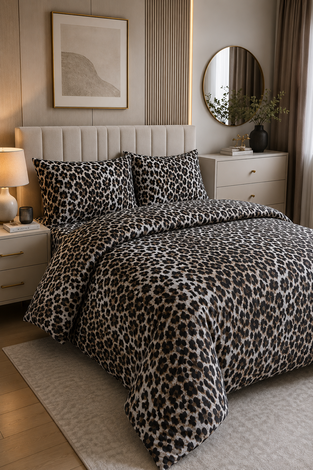 Leopar Desen Çift Kişilik Nevresim Takımı Leopar