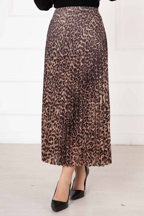 Mds - Leopar Desenli Beli Lastikli Etek -2 (1)
