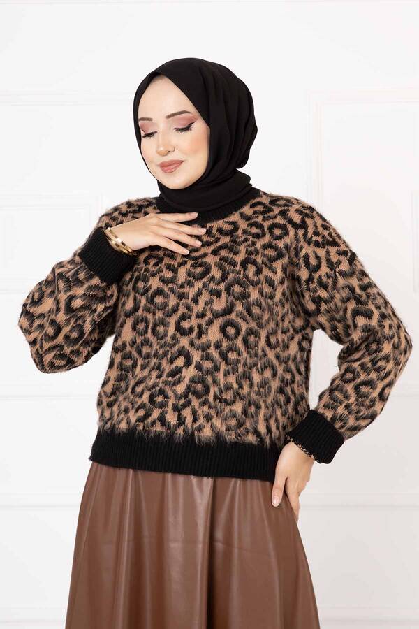 İp - Leopar Desenli Kazak Camel (1)