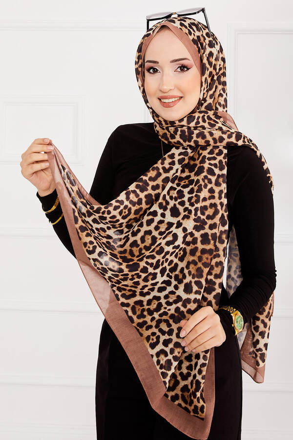 Kbr - Leopar Desenli Tesettür Şal -8