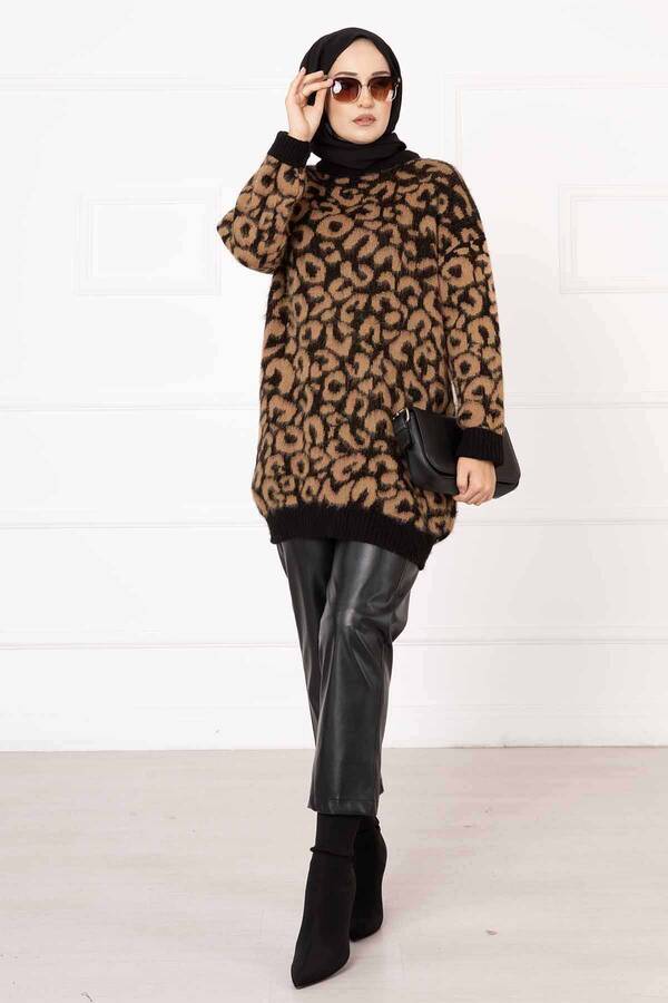 Leopar Desenli Triko Kazak -2 Leopar Desenli Triko Kazak -2
