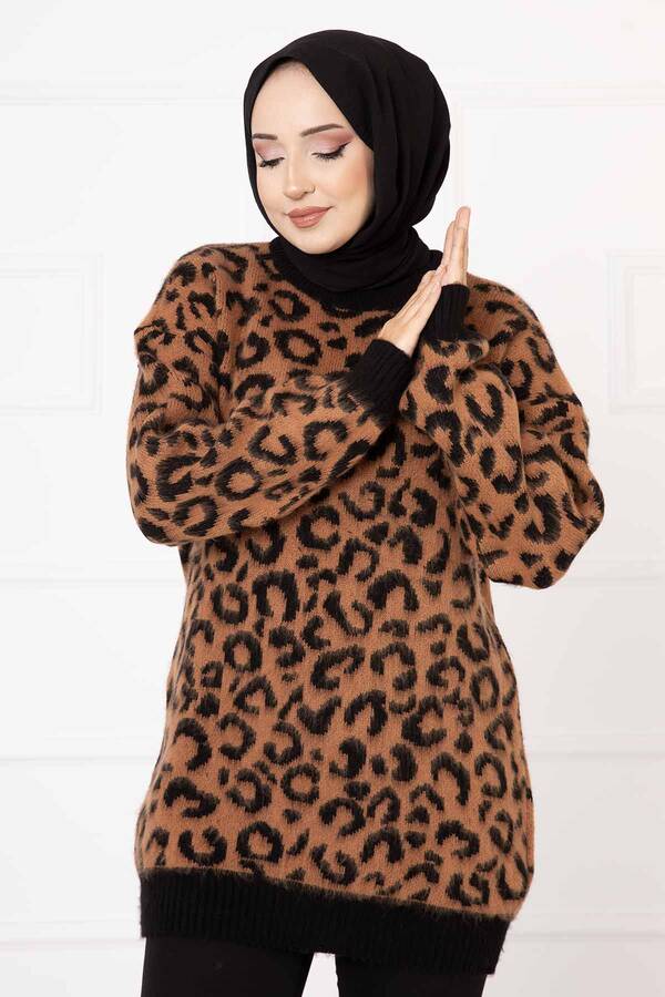 Mo - Leopar Desenli Triko Kazak -3 (1)