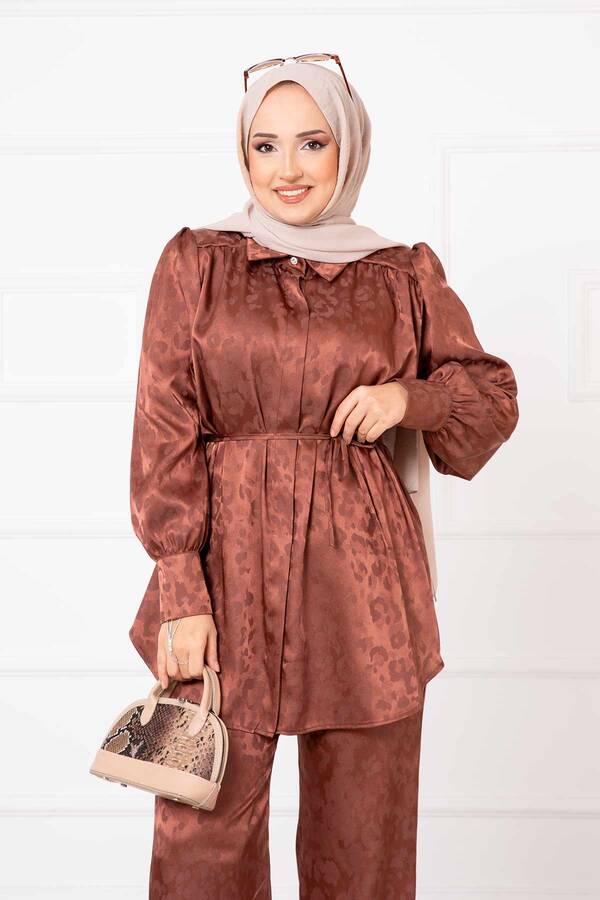 MD - Leopar Jakarlı İkili Takım Kahve (1)