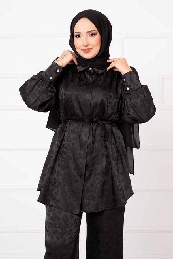 MD - Leopar Jakarlı İkili Takım Siyah (1)