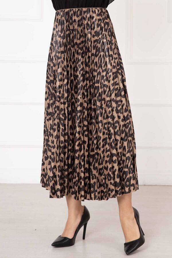 Kç - Leopar Piliseli Etek Camel (1)