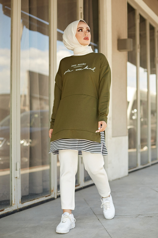 Less Monday Spor Tunik 9843-2 Haki - Thumbnail