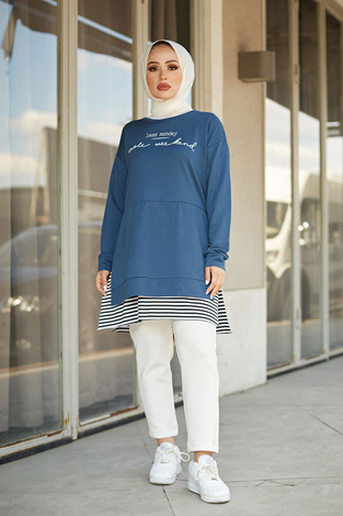Less Monday Spor Tunik 9843-3 İndigo - Thumbnail