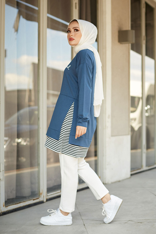 Less Monday Spor Tunik 9843-3 İndigo - Thumbnail