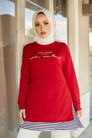 Less Monday Spor Tunik 9843-8 Kırmızı - Thumbnail