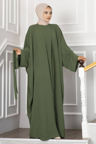 Leyli Tesettür Abaya Takım Haki