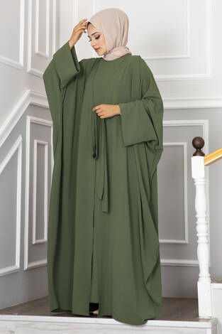 Leyli Tesettür Abaya Takım Haki - Thumbnail