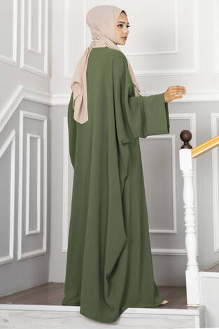 Leyli Tesettür Abaya Takım Haki - Thumbnail