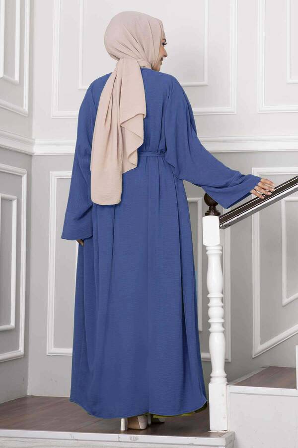 Leyli Tesettür Abaya Takım İndigo - 3