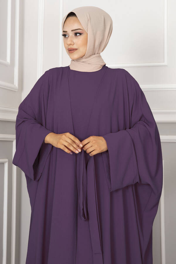 MD - Leyli Tesettür Abaya Takım Mürdüm (1)