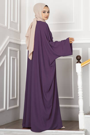 Leyli Tesettür Abaya Takım Mürdüm - Thumbnail