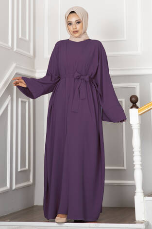 Leyli Tesettür Abaya Takım Mürdüm - Thumbnail