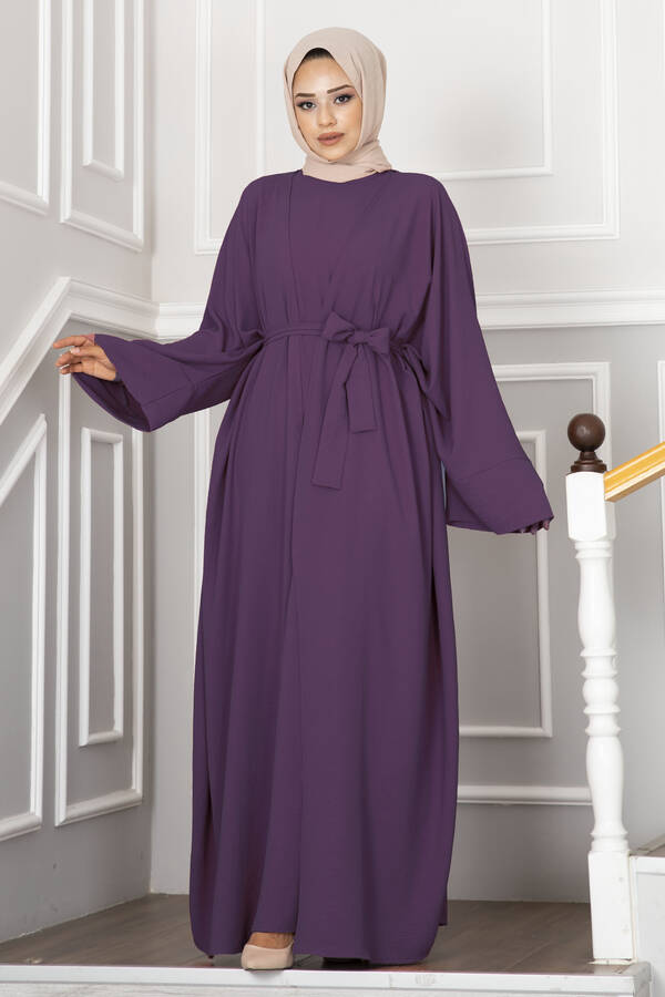 Leyli Tesettür Abaya Takım Mürdüm - 5