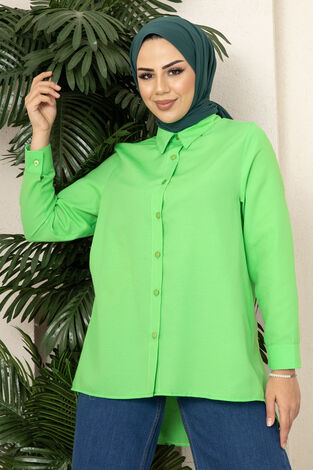 Liliana Salaş Tesettür Gömlek Yeşil - Thumbnail