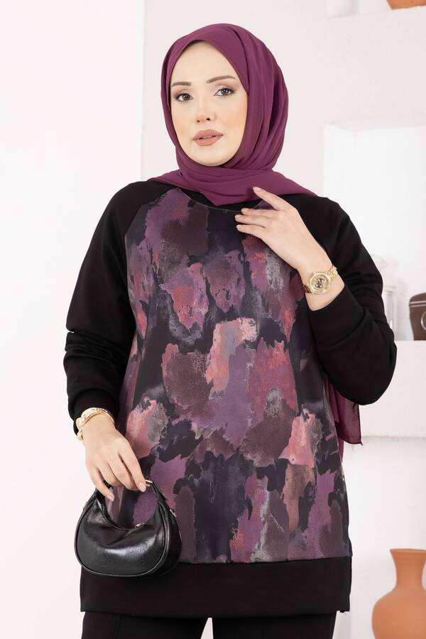 Efl - Lina Desenli Tesettür İkili Takım Siyah (1)