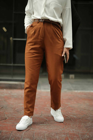 Linen Trousers 33406-3 Tan - Thumbnail