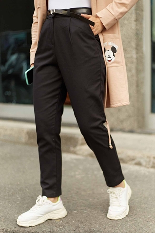 Linen Trousers 33406-1 Black - Thumbnail