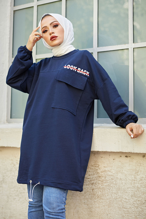  - Look Back Sweat Tunik 6893-2 Lacivert (1)