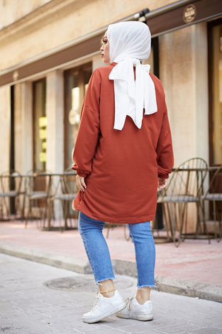 Look Back Sweat Tunik 6893-4 Kiremit - Thumbnail