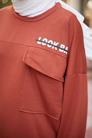 Look Back Sweat Tunik 6893-4 Kiremit - Thumbnail