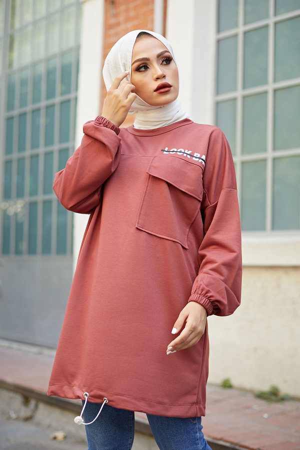 - Look Back Sweat Tunik 6893-5 Gül K. (1)