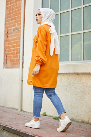 Look Back Sweat Tunik 6893-6 Hardal - Thumbnail