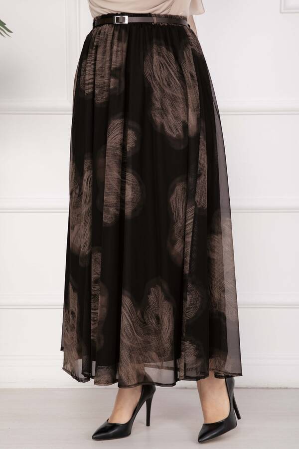 Svs - Lora Kemerli Astarlı Tül Etek Siyah (1)