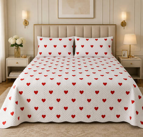 Love Çift Kişilik Pike Takımı Beyaz