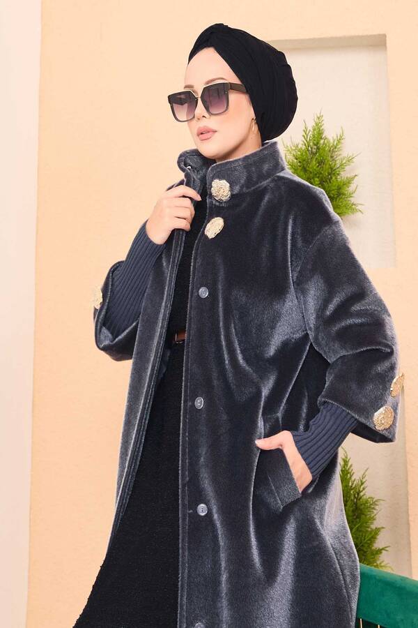 Oc - Lüks Gold Düğmeli Angora Kaban Füme (1) Oc - Lüks Gold Düğmeli Angora Kaban Füme (1)