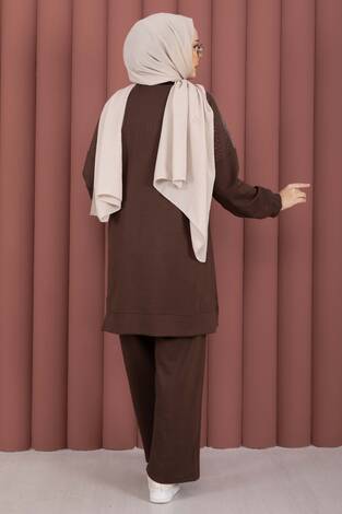 Luna Taş Detaylı Oyşo İkili Takım Kahve - Thumbnail