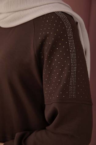 Luna Taş Detaylı Oyşo İkili Takım Kahve - Thumbnail