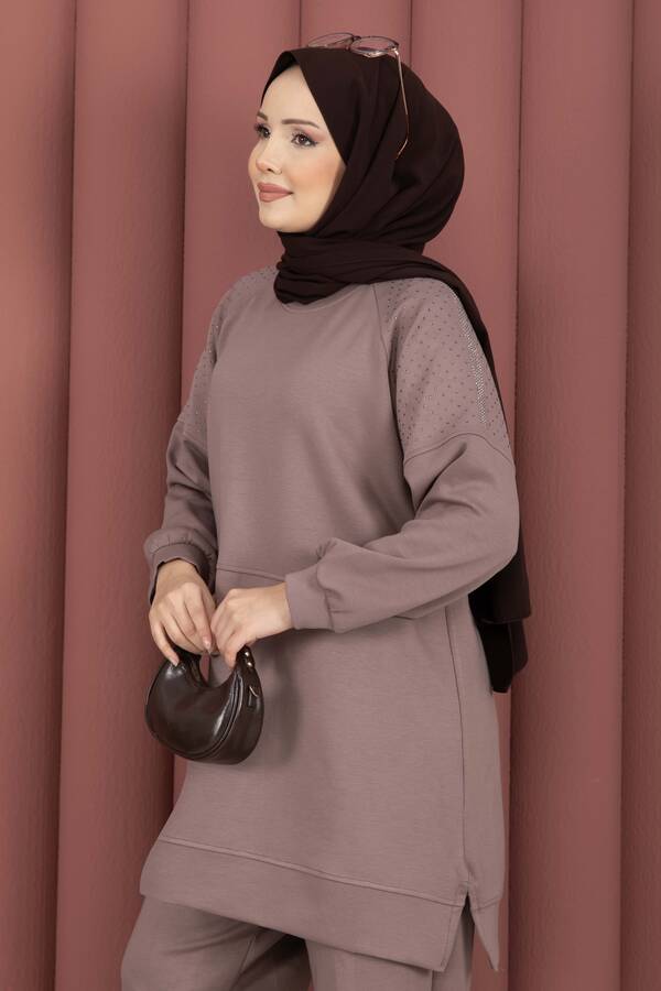 Nz - Luna Taş Detaylı Oyşo İkili Takım Vizon (1)