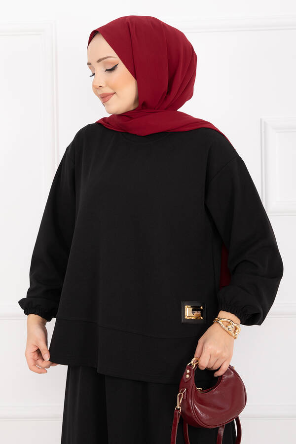 Nz - Luvia Gold Armalı Etekli Tesettür Takım Siyah (1)