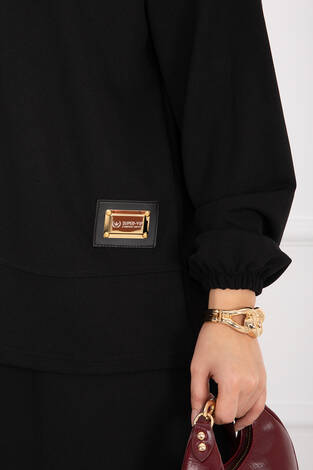 Luvia Gold Armalı Etekli Tesettür Takım Siyah - Thumbnail